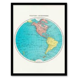 Artery8 Rand McNally & Co Framed Wall Art Print Western Hemipshere 1908 Map in White - Size: A4 - thumbnail 1