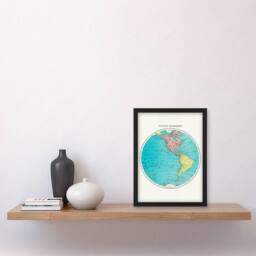 Artery8 Rand McNally & Co Framed Wall Art Print Western Hemipshere 1908 Map in White - Size: A4 - thumbnail 2