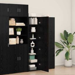 Berkfield Home Highboard Black Oak 45x42.5x185 cm Engineered Wood - thumbnail 4