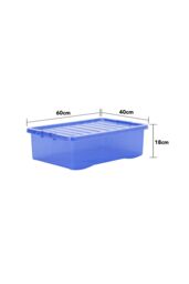 Wham Crystal 5 x 32L Stackable Plastic Storage Boxes with Lids in Blue - thumbnail 5
