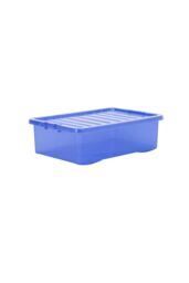 Wham Crystal 5 x 32L Stackable Plastic Storage Boxes with Lids in Blue - thumbnail 2