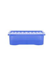 Wham Crystal 5 x 32L Stackable Plastic Storage Boxes with Lids in Blue - thumbnail 3