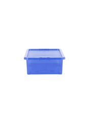 Wham Crystal 5 x 32L Stackable Plastic Storage Boxes with Lids in Blue - thumbnail 4