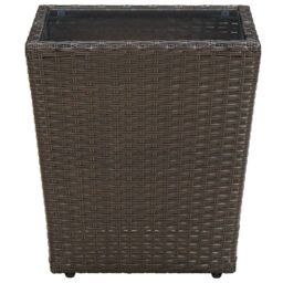 Berkfield Home Tea Table Brown 41.5x41.5x44 cm Poly Rattan & Tempered Glass - thumbnail 2