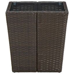 Berkfield Home Tea Table Brown 41.5x41.5x44 cm Poly Rattan & Tempered Glass - thumbnail 3