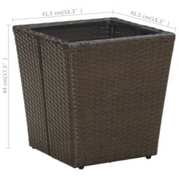 Berkfield Home Tea Table Brown 41.5x41.5x44 cm Poly Rattan & Tempered Glass - thumbnail 5