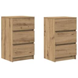 Berkfield Home Durable Bedside Cabinets with 3 Drawers 2 pcs Artisan Oak 39x35x65 cm in Brown - Size: 39 x 35 x 65 cm - thumbnail 3