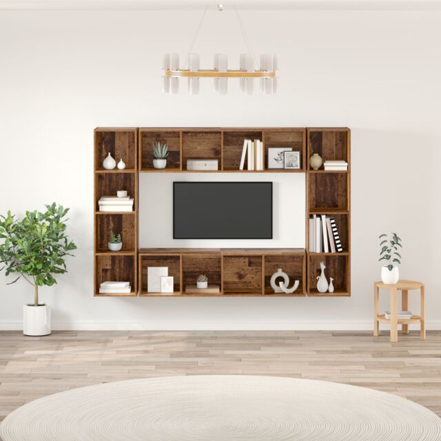 Berkfield Home TV Cabinet 4 pcs Brown 37 x 37 x 142.5 cm Engineered wood - image 1