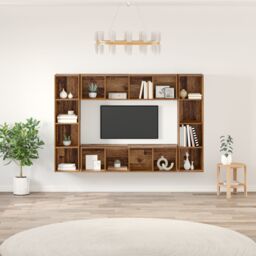Berkfield Home TV Cabinet 4 pcs Brown 37 x 37 x 142.5 cm Engineered wood - thumbnail 1