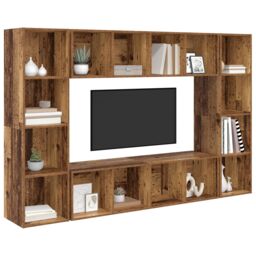 Berkfield Home TV Cabinet 4 pcs Brown 37 x 37 x 142.5 cm Engineered wood - thumbnail 3