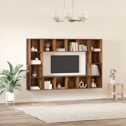 Berkfield Home TV Cabinet 4 pcs Brown 37 x 37 x 142.5 cm Engineered wood - thumbnail 4