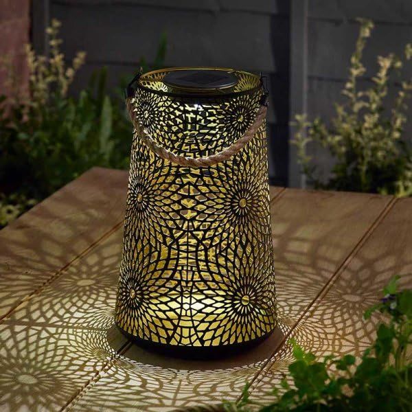Marco Paul 24cm Bronze Metal Silhouette Hanging Solar Powered Lantern in Light Brown - image 1
