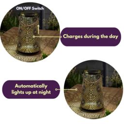 Marco Paul 24cm Bronze Metal Silhouette Hanging Solar Powered Lantern in Light Brown - thumbnail 4