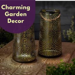 Marco Paul 24cm Bronze Metal Silhouette Hanging Solar Powered Lantern in Light Brown - thumbnail 3
