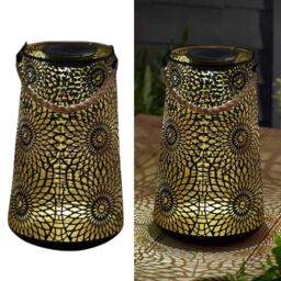 Marco Paul 24cm Bronze Metal Silhouette Hanging Solar Powered Lantern in Light Brown - thumbnail 5
