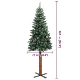 Berkfield Home Slim Christmas Tree with Real Wood & White Snow Green 180 cm - thumbnail 4