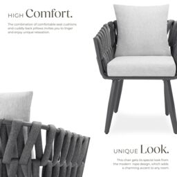 tectake Chair Set Of 2 Lugano in Dark Grey - Size: 2 Seater - thumbnail 3