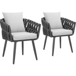 tectake Chair Set Of 2 Lugano in Dark Grey - Size: 2 Seater - thumbnail 1