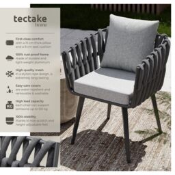 tectake Chair Set Of 2 Lugano in Dark Grey - Size: 2 Seater - thumbnail 2