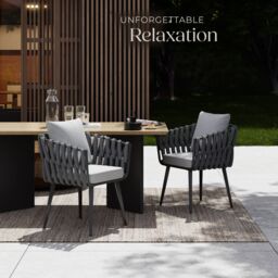 tectake Chair Set Of 2 Lugano in Dark Grey - Size: 2 Seater - thumbnail 9