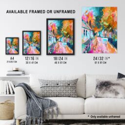 "Artery8 Lymm Village Cheshire England Painting Autumnal Framed Art Print - Size: W12"" x H16""" - thumbnail 3