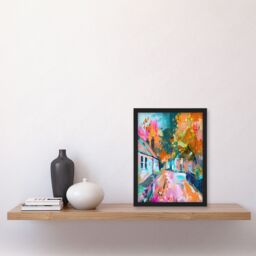 "Artery8 Lymm Village Cheshire England Painting Autumnal Framed Art Print - Size: W12"" x H16""" - thumbnail 4