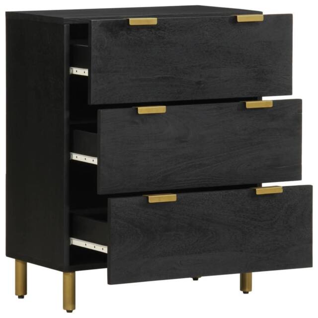 Berkfield Home Sideboards 2 pcs Black 60x33x75 cm Engineered Wood - Size: 60 x 33 x 75 cm - image 1