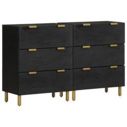 Berkfield Home Sideboards 2 pcs Black 60x33x75 cm Engineered Wood - Size: 60 x 33 x 75 cm - thumbnail 2