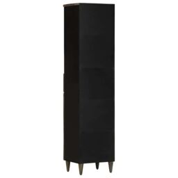 Berkfield Home Bathroom Cabinet 38x33x160 cm Solid Wood Mango in Black - Size: 38 x 33 x 160 cm - thumbnail 5
