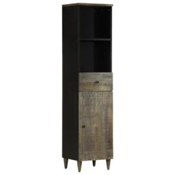 Berkfield Home Bathroom Cabinet 38x33x160 cm Solid Wood Mango in Black - Size: 38 x 33 x 160 cm - thumbnail 1