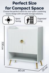 Hygrad Built to Survive Modern Shoe Cabinet with 2 Doors, Cupboard for 15 Pairs of Shoes in White - thumbnail 4