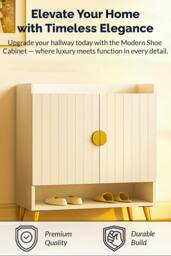 Hygrad Built to Survive Modern Shoe Cabinet with 2 Doors, Cupboard for 15 Pairs of Shoes in White - thumbnail 6
