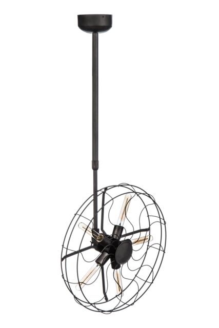 Orsina Vintage Fan Design Ceiling Light, Ceiling Fixture With 5 Exposed Bulb Holders, Industrial Light Fitting in Black - image 1