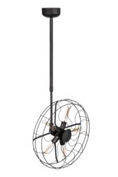 Orsina Vintage Fan Design Ceiling Light, Ceiling Fixture With 5 Exposed Bulb Holders, Industrial Light Fitting in Black - thumbnail 1