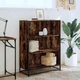 Berkfield Home Book Cabinet Smoked Oak 80.5x35x107.5 cm Engineered Wood in Brown - thumbnail 3
