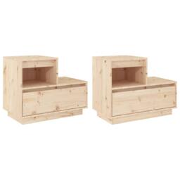 Berkfield Home Bedside Cabinets 2 pcs 60x34x51 cm Solid Wood Pine in Light Tan - Size: 60 x 34 x 51 cm - thumbnail 1