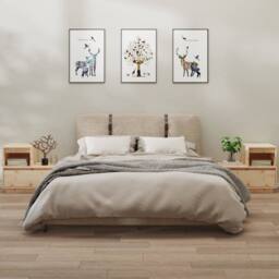 Berkfield Home Bedside Cabinets 2 pcs 60x34x51 cm Solid Wood Pine in Light Tan - Size: 60 x 34 x 51 cm - thumbnail 2