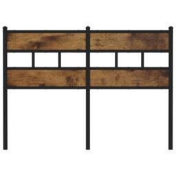 Berkfield Home Headboard Smoked Oak 135 cm Iron & Engineered Wood in Brown - thumbnail 3