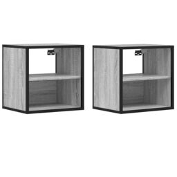 Berkfield Home Wall-mounted Bedside Cabinets 2 pcs Grey Sonoma 40x31x39.5 cm - thumbnail 2