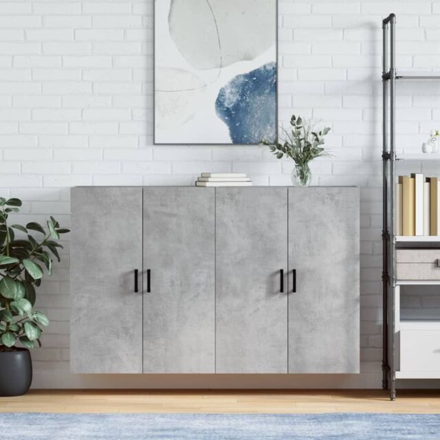 Berkfield Home Wall Mounted Cabinets 2 pcs Concrete Grey 69.5x34x90 cm - image 1