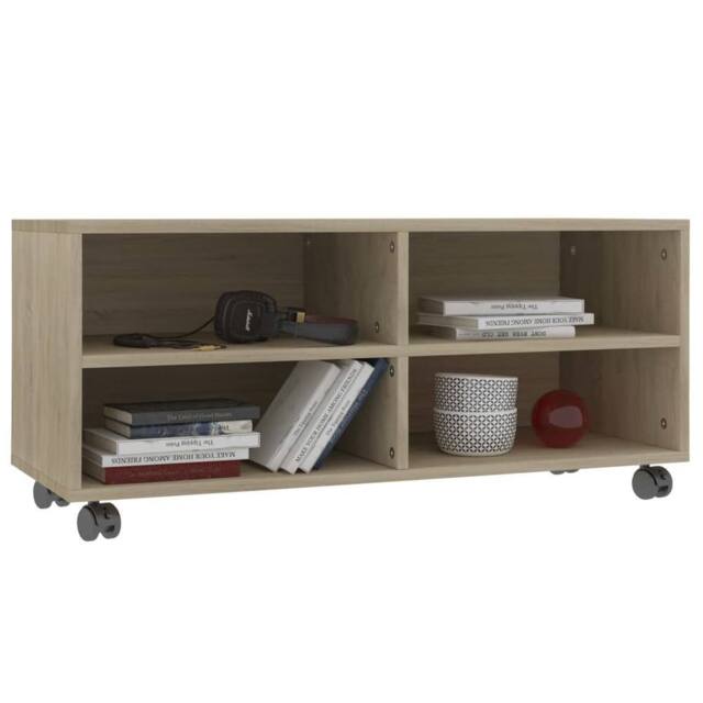 Berkfield Home TV Cabinet with Castors Sonoma Oak 90x35x35 cm Engineered Wood in Brown - Size: 90 x 35 x 35 cm - image 1