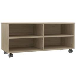 Berkfield Home TV Cabinet with Castors Sonoma Oak 90x35x35 cm Engineered Wood in Brown - Size: 90 x 35 x 35 cm - thumbnail 3
