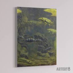 "Artery8 Pike & Perch Aquarium Canvas Wall Art Print Gerrit Dijsselhof in Green - Size: W18"" x H24""" - thumbnail 2