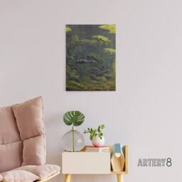 "Artery8 Pike & Perch Aquarium Canvas Wall Art Print Gerrit Dijsselhof in Green - Size: W18"" x H24""" - thumbnail 3