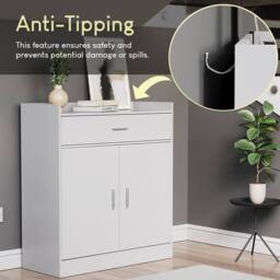 HD Designs Dalby 2 Door 1 Drawer Shoe Cabinet Storage in White - thumbnail 3