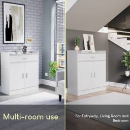 HD Designs Dalby 2 Door 1 Drawer Shoe Cabinet Storage in White - thumbnail 6