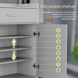 HD Designs Dalby 2 Door 1 Drawer Shoe Cabinet Storage in White - thumbnail 5