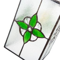 Happy Homewares Traditional Clear Glass Tiffany Style Pendant Light Shade with Coloured Panels in Green - thumbnail 4