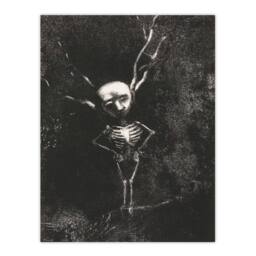 "Artery8 Pale Figure in Maze of Branches Redon Vintage Wall Art Print Poster in Grey - Size: W24"" x H32""" - thumbnail 1