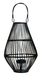 Orsina Elegant Design Lantern With Hoop Handle, Functional Tealight Lantern, Sleek Large Candle Lantern in Black - thumbnail 1